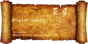 Rigler Gyula névjegykártya